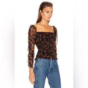 CAROLINE CONSTAS Silk Gemma Top in Maroon/Burgundy Size Medium